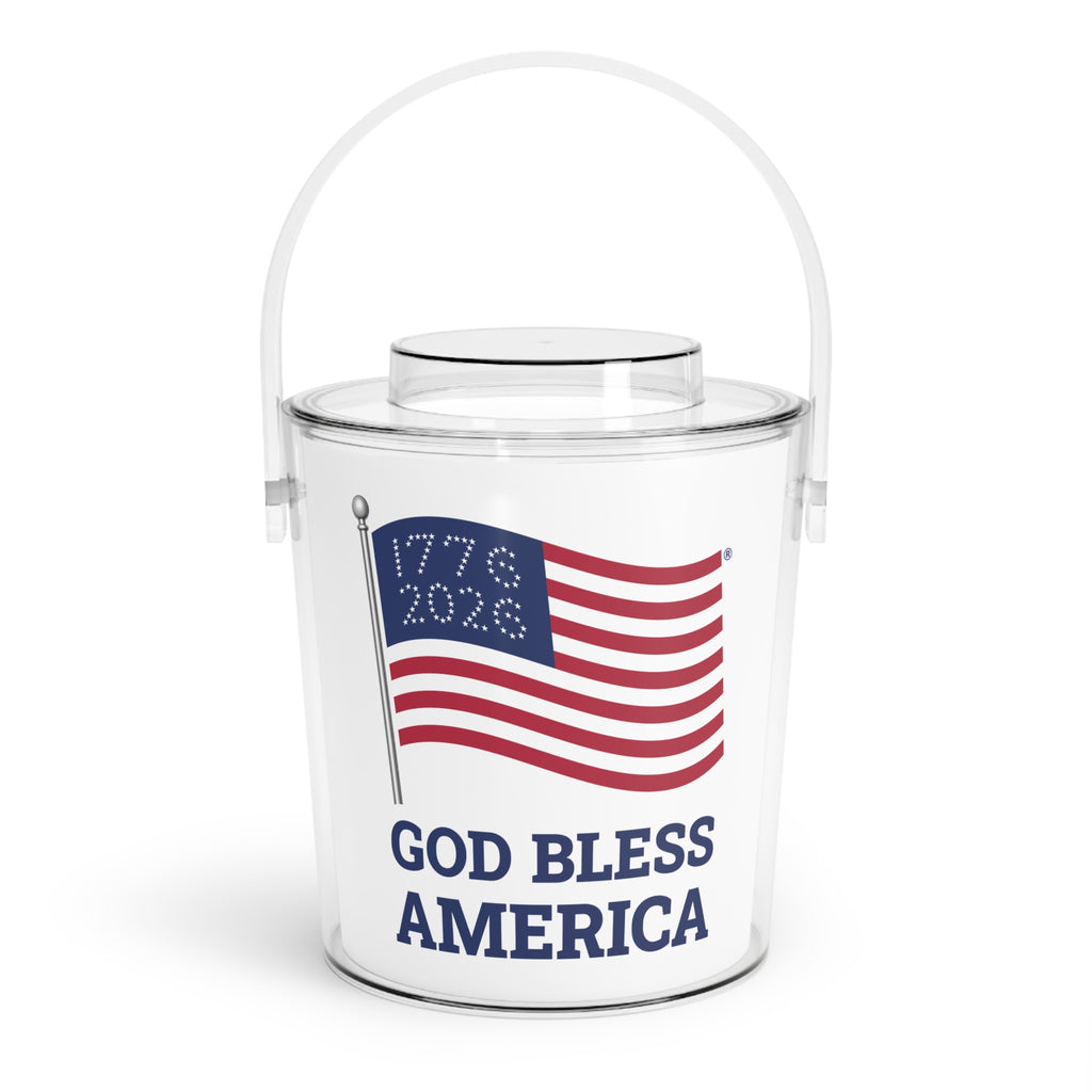 God Bless America & the 250 Flag - Ice Bucket & Tongs