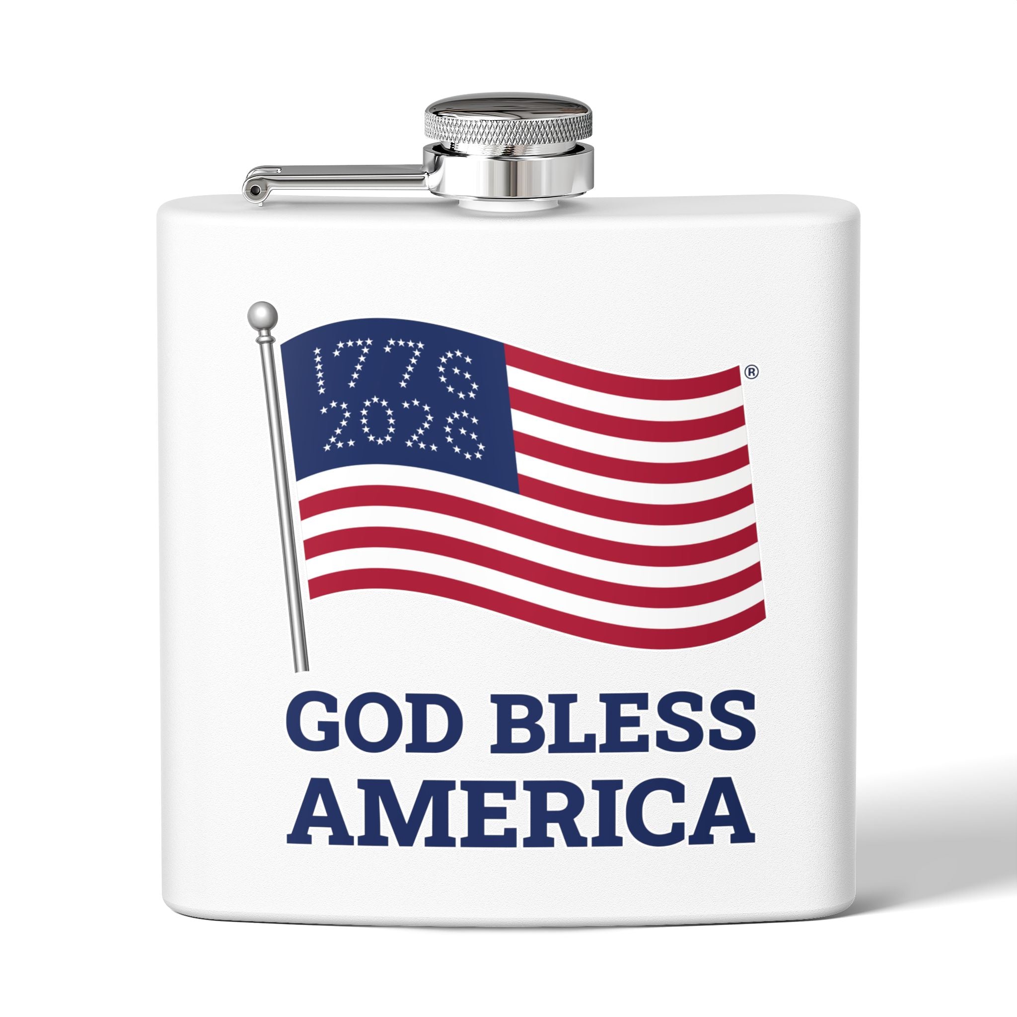 God Bless America & The 250 Flag Steel Flask
