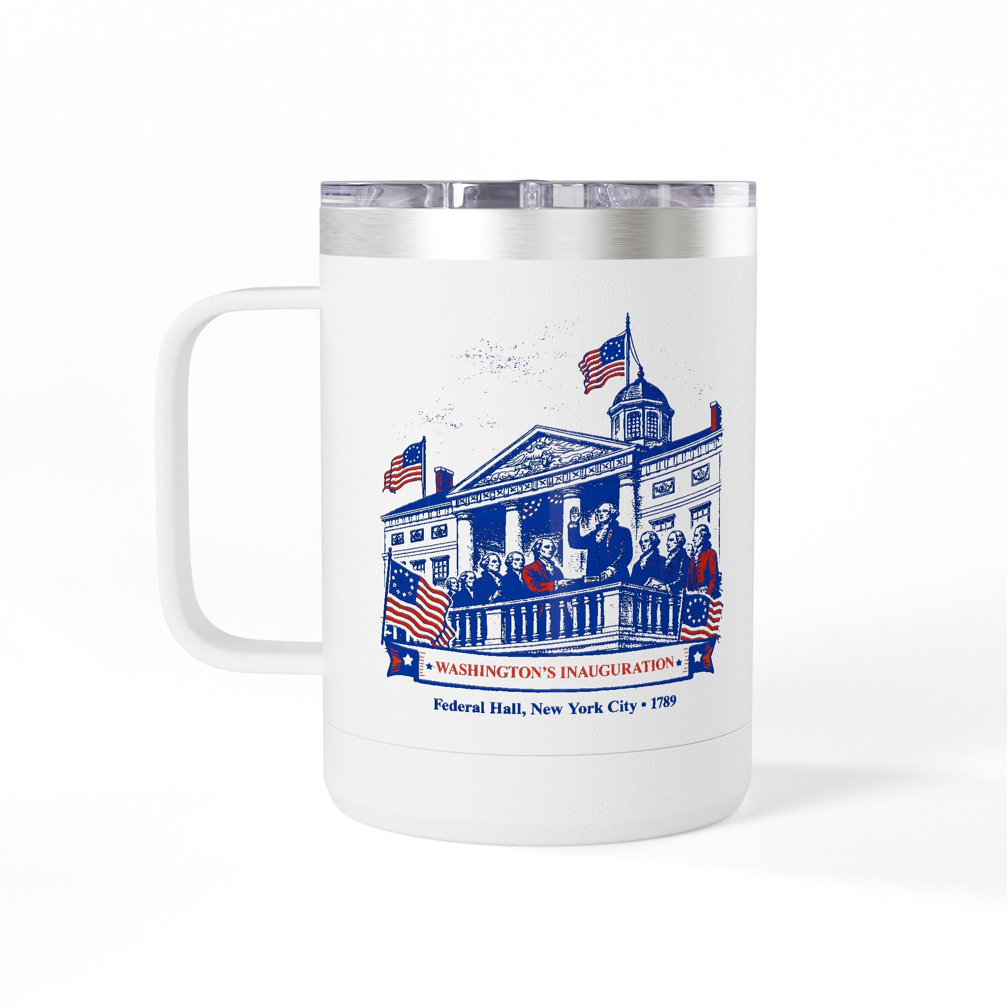 Washington's Inauguration Coffee Mug Tumbler, 15oz clear
